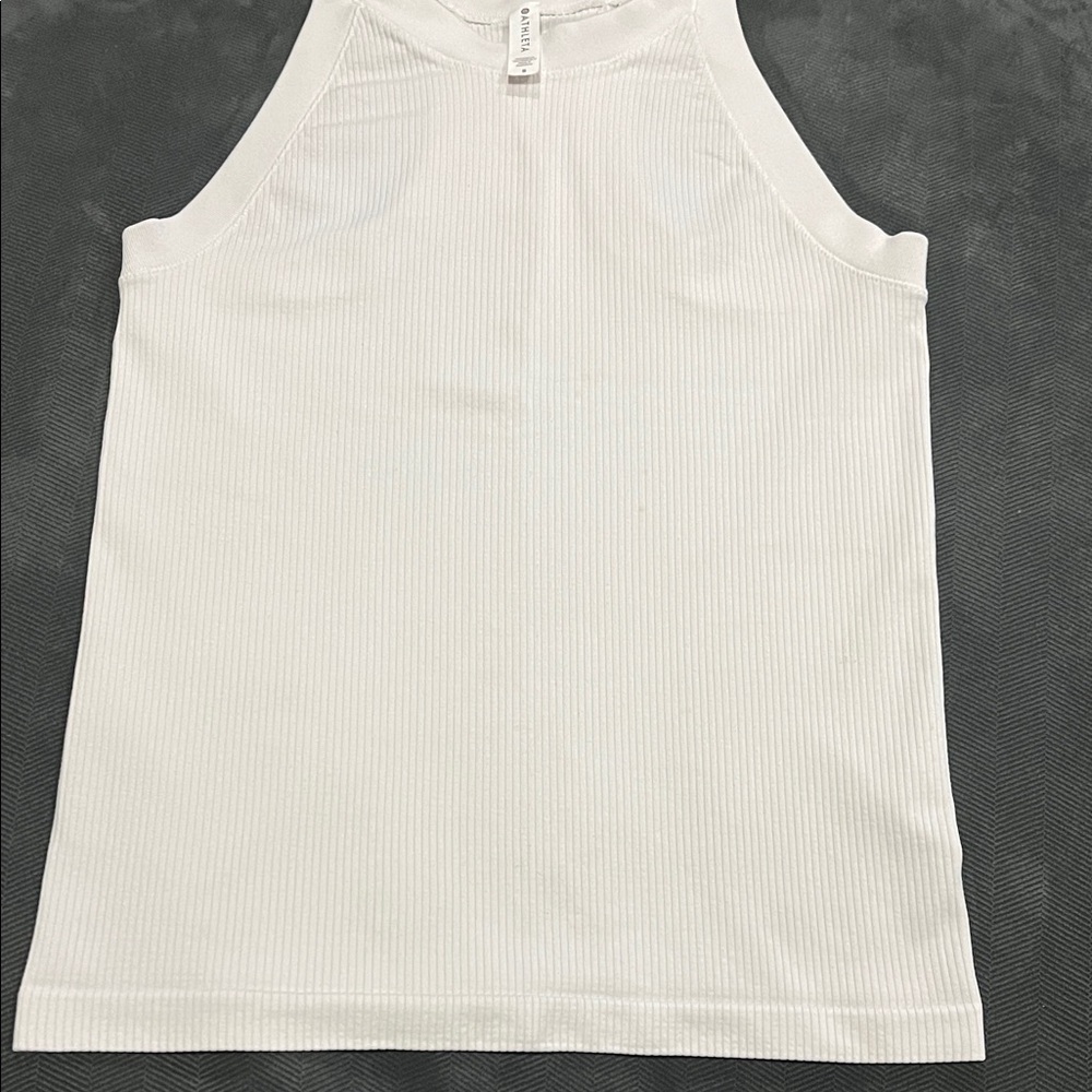 Athleta Women's White Ribbed Racerback Tank Top